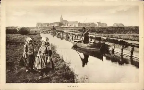 Ak Marken Nordholland Niederlande, Volkstrachten, Boot