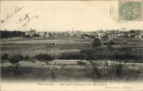 Ak Sartrouville Yvelines, vue panoramique prise de la Gare