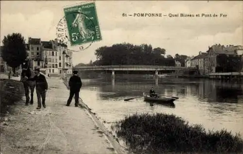 Ak Pomponne Seine et Marne, Quai Bizieau, Pont de Fer