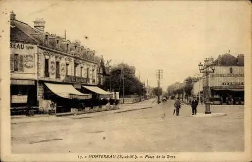 Ak Montereau Seine et Marne, Place de la Gare