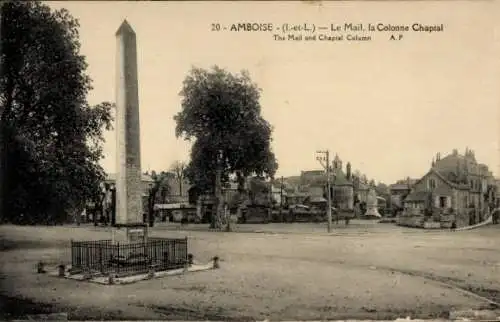 Ak Amboise Indre et Loire, Le Mail, Colonne Chaptal