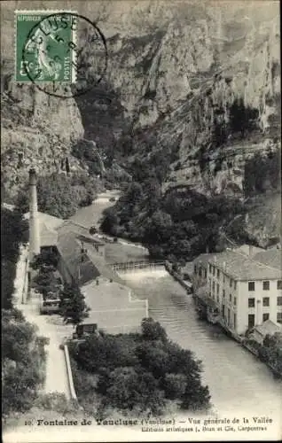 Ak Fontaine de Vaucluse, Panorama, Vallee