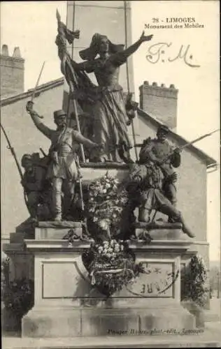 Ak Limoges Haute Vienne, Monument des Mobiles