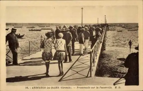 Ak Andernos les Bains Gironde, Promenade sur la Passerelle