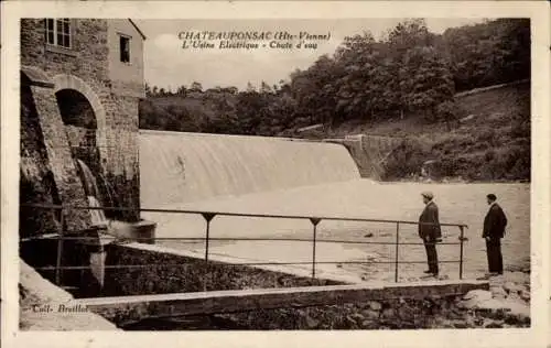 Ak Châteauponsac Château Ponsac Haute Vienne, L'Usine Electrique, Chute d'eau