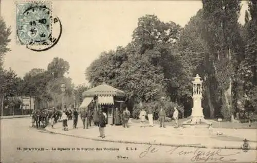 Ak Beauvais Oise, Square, Station des Voitures