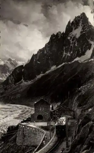 Ak Chamonix Mont Blanc Haute Savoie, Chemin de Fer de la Mer de Glace, Gare du Montenvers