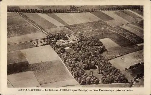 Ak Chateau d'Odars, par Baziege, Vue Panoramique prise en Avion