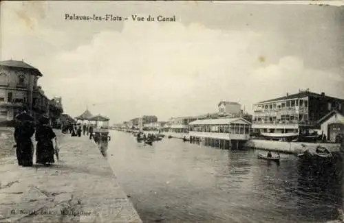 Ak Palavas les Flots Hérault, vue du Canal