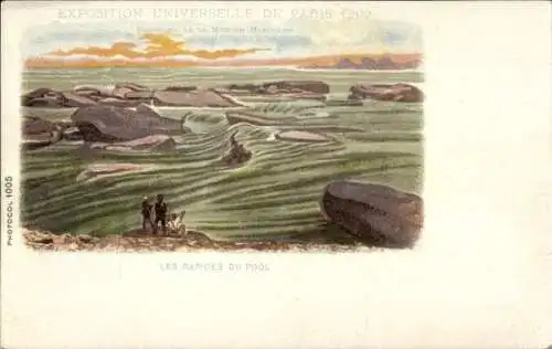 Litho Paris 1900, Panorama der Marchand-Mission, Rapides du Pool