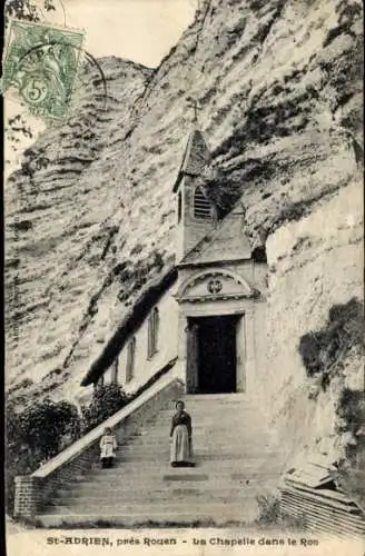 Ak Bosc Guérard Saint Adrien Seine Maritime, Chapelle dans le Roc