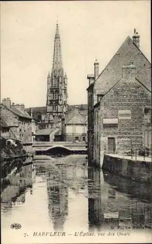 Ak Harfleur Seine-Maritime, Kirche, rue des Quais