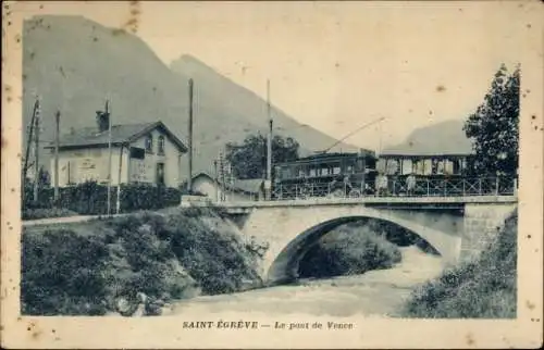 Ak Saint Egreve Isère, Pont de Vence, Straßenbahn