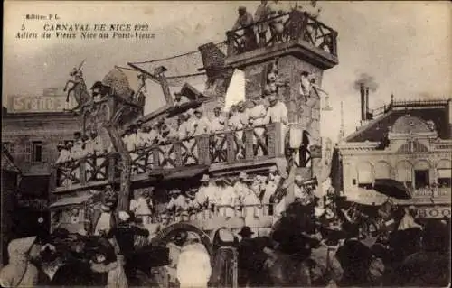 Ak Nice Nizza Alpes Maritimes, Karneval, Adieu du Vieux Nice au Pont-Vieux