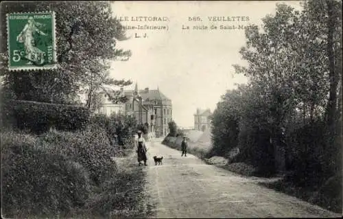 Ak Veulettes sur Mer Seine Maritime, Straße nach Saint Martin