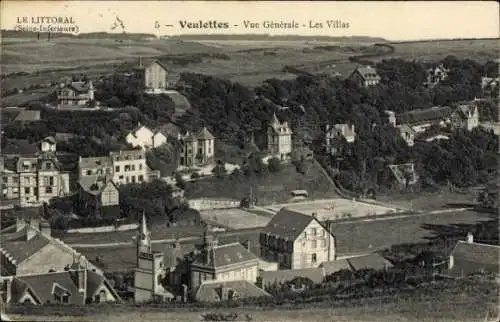 Ak Veulettes sur Mer Seine Maritime, Gesamtansicht, Villen