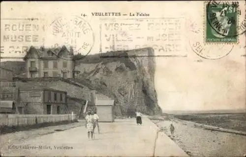 Ak Veulettes sur Mer Seine Maritime, Falaise