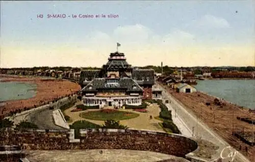 Ak Saint Malo Ille et Vilaine Bretagne, Casino, die Furche