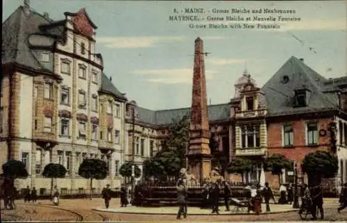 Ak Mainz am Rhein, Große Bleiche, Neubrunnen, Denkmal