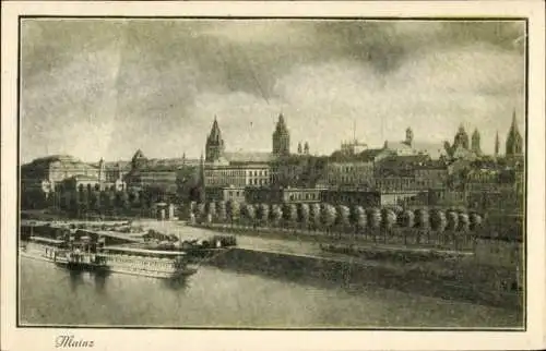 Ak Mainz am Rhein, Blick vom Rhein auf den Ort, Dom