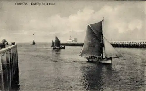 Ak Oostende Ostende Westflandern, Einfahrt zum Hafen