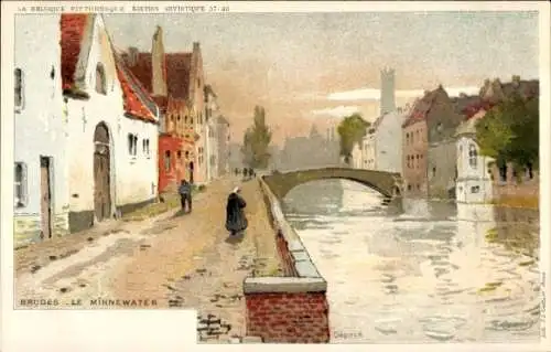 Künstler Litho Ranot, F., Brügge Brügge Flandern Westflandern, Le Minnewater