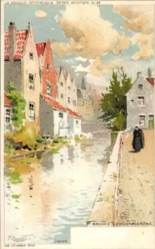 Künstler Litho Ranot, F., Brügge Brügge Flandern Westflandern, Vieux Gables