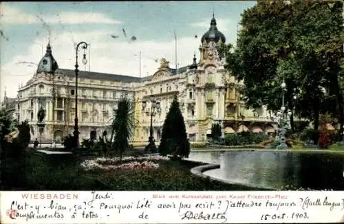 Ak Wiesbaden in Hessen, Blick vom Kursaalplatz zum Kaiser Friedrich-Platz