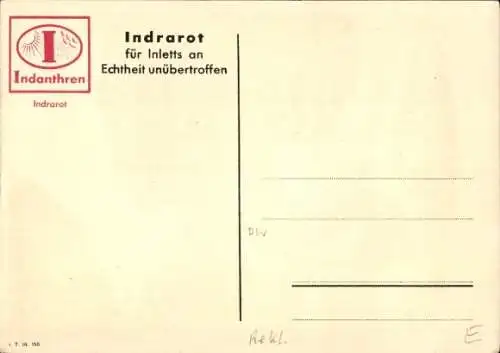 Künstler Ak Frau, Federbetten, Reklame, Indanthren