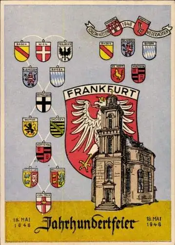 Wappen Ak Frankfurt am Main, Jahrhundertfeier 1948, Kirche