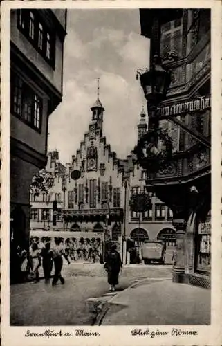 Ak Frankfurt am Main, Blick zum Römer, alte Häuser