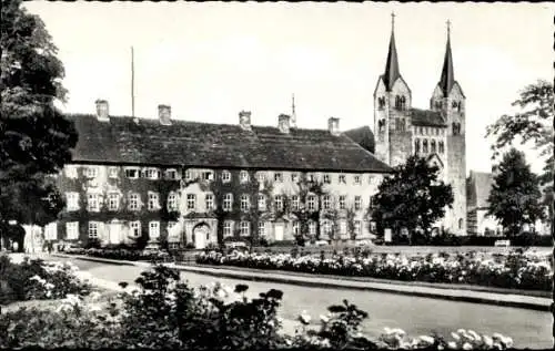 Ak Höxter an der Weser, Schloss Corvey, Westansicht, Westwerk