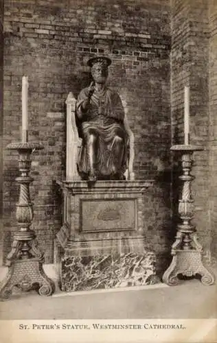 Ak London City England, Westminster Cathedral, St. Peter´s Statue