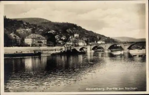 Ak Heidelberg am Neckar, Teilansicht, Brücke