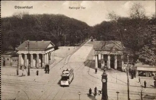 Ak Düsseldorf am Rhein, Ratinger Tor, Straßenbahn