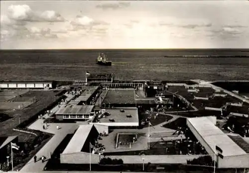 Ak Nordseeinsel Helgoland, Schwimmbadanlagen, Vogelschau