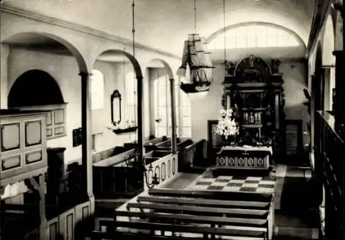 Ak Ostseebad Prerow auf dem Darß, Seemannskirche, Innenansicht, Altar