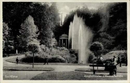 Ak Kleve am Niederrhein, Springbrunnen, Amphitheater im Tiergarten