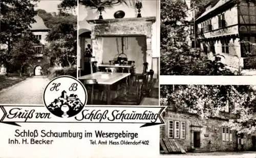 Ak Schaumburg Rinteln an der Weser, Schloss Schaumburg, Burg, Innenansicht