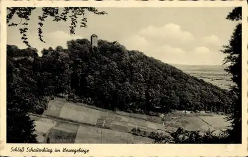 Ak Schaumburg Rinteln an der Weser, Schloss Schaumburg, Burg, Panorama