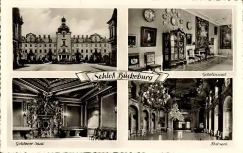 Ak Bückeburg im Kreis Schaumburg, Schloss, Gobelinsaal, Festsaal, Goldener Saal