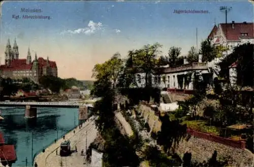 Ak Meißen an der Elbe, königliche Albrechtsburg, Jägerschlösschen