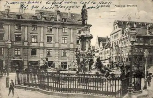 Ak Augsburg in Schwaben, Augustus-Brunnen