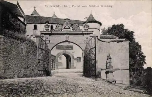 Ak Schwäbisch Hall, Portal vom Schloss Comburg