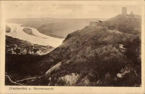 Ak Königswinter am Rhein, Drachenfels, Nonnenwerth