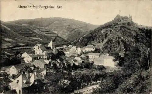 Ak Altenahr im Kreis Ahrweiler Rheinland Pfalz, Stadtpanorama, Burgruine