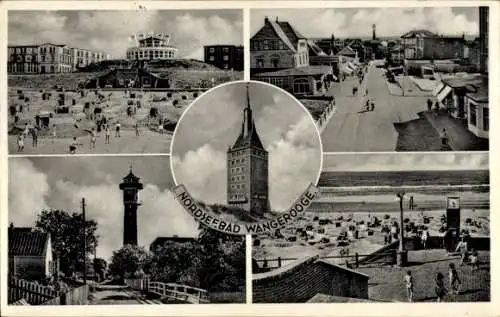 Ak Nordseebad Wangerooge in Ostfriesland, Teilansicht, Strand, Turm,