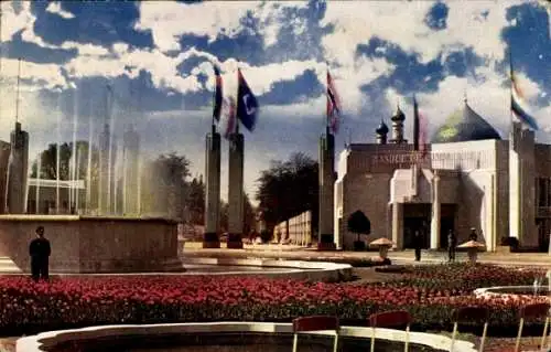 Ak Antwerpen Antwerpen Flandern, Internationale Ausstellung 1930, Blick auf einen Brunnen