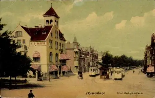 Ak Den Haag Den Haag Südholland, Groot Hertoginnenlaan, Straßenbahn