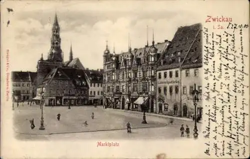 Relief Ak Zwickau in Sachsen, Marktplatz